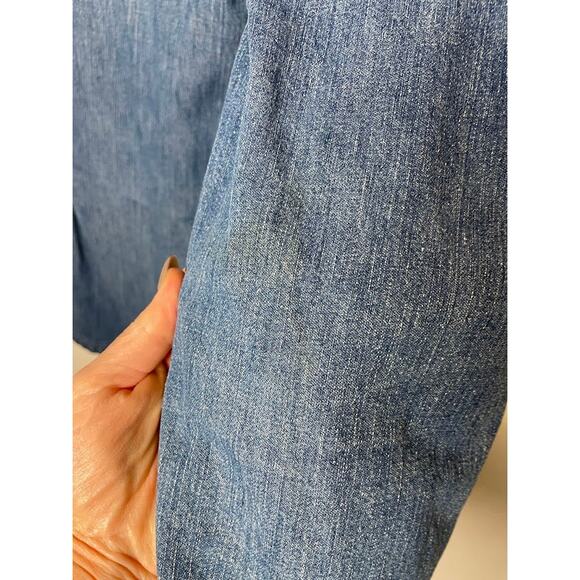 Vintage Red Snap Flare Jeans 1970s High Waist Wide Leg Bell Bottom Jeans Size 6 - Picture 7 of 16